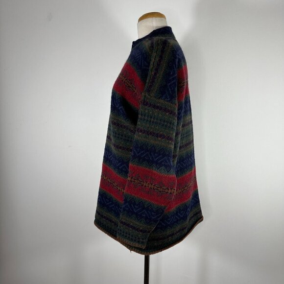 Vintage Mansoon Handknitted in UK Sweater Women's Size Large 100% Wool Nordick - Picture 2 of 12